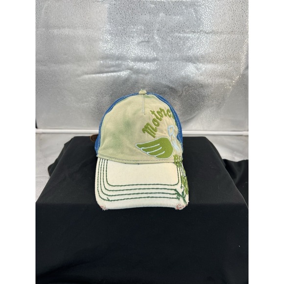 Vintage True Religion Trucker Hat Distressed RW Motorcycle Club Cap Leather Mesh